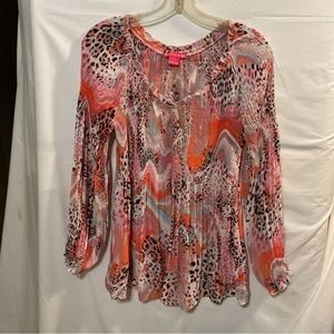 Sunny Leigh Animal Print & Pink Long Sleeve Top